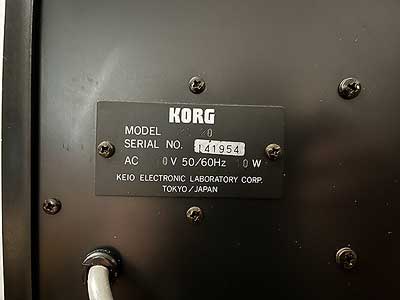 Korg MS-20 141954 (b) number plate