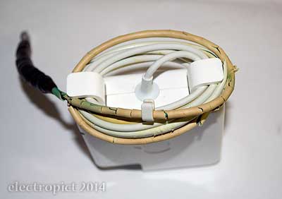 top view of cracked cable on adaptor